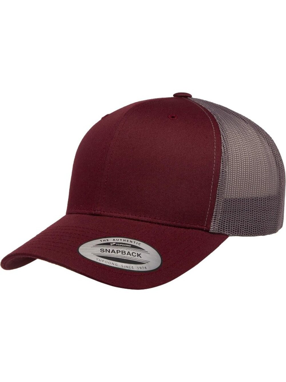 Men's Maroon/Grey Cotton Classics Trucker Mesh Cap YP Snapback Loose Fit Hat Cap